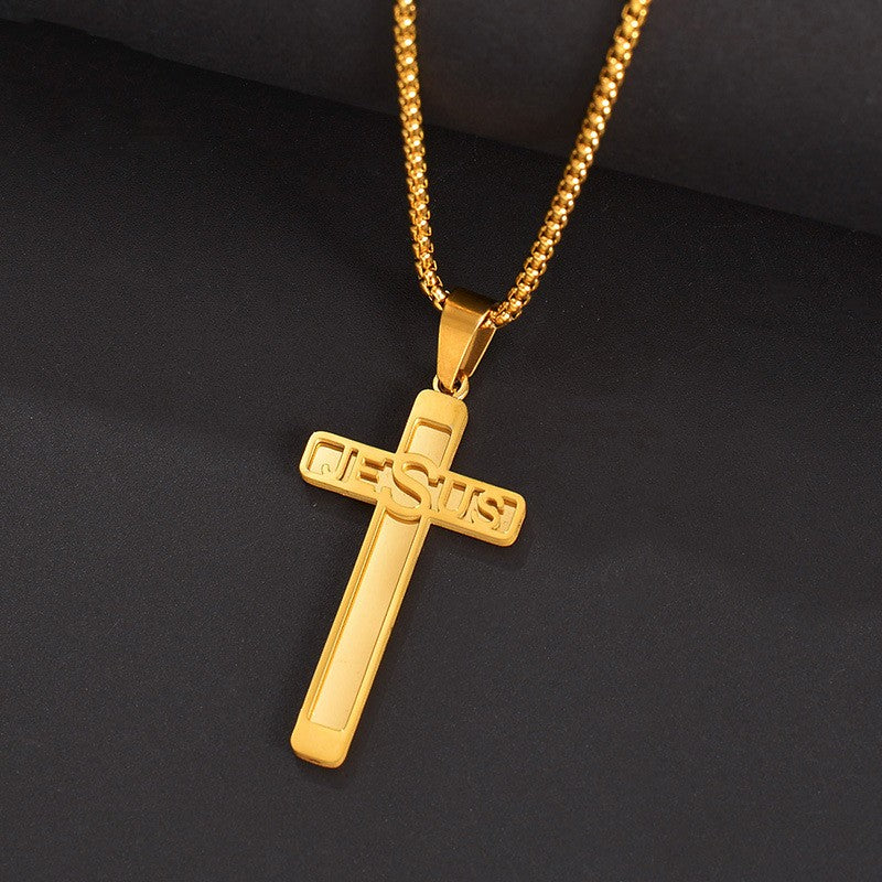 Fashion And Personalized DIY Titanium Steel Jewelry Cross Name Necklace