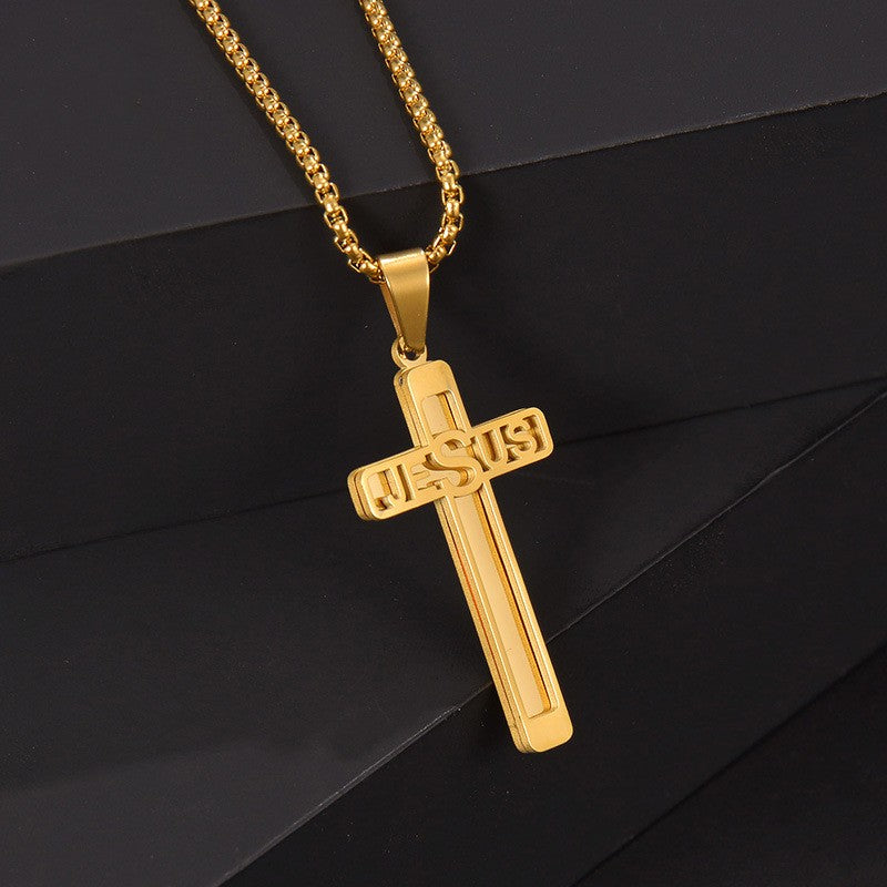 Fashion And Personalized DIY Titanium Steel Jewelry Cross Name Necklace