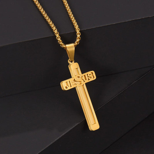 Fashion And Personalized DIY Titanium Steel Jewelry Cross Name Necklace