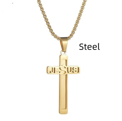 Fashion And Personalized DIY Titanium Steel Jewelry Cross Name Necklace